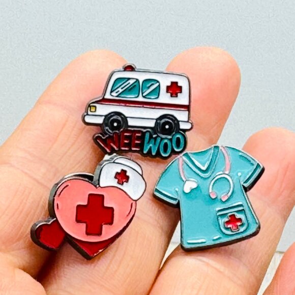 Set of 3 Medical Element Enamel Lapel Pin Nurse Pin Ambulance Pin - Picture 4 of 4